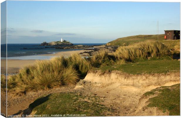 Godrevy Lighthouse and Sand Dunes Canvas Print by Brian Pierce
