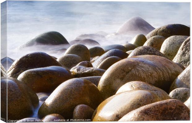 Rocks on the beach at Poerth Navern, Cornwall  Canvas Print by Brian Pierce