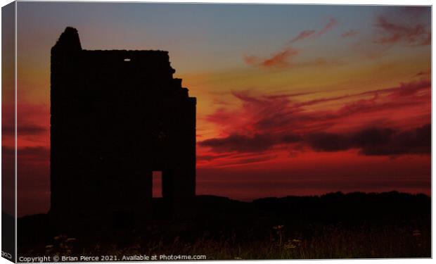 Sunset at Wheal Coates, Chapel Porth, St Agnes, Co Canvas Print by Brian Pierce