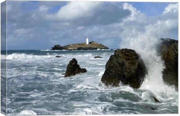 Godrevy Lighthouse, Gwithian, Hayle, Cornwall  Canvas Print by Brian Pierce