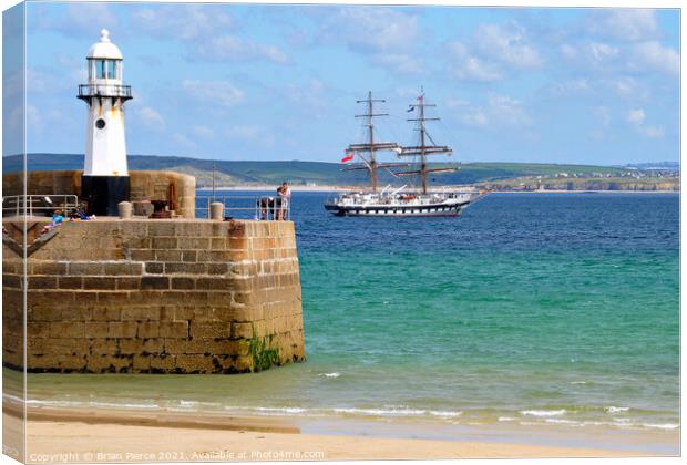 Sail Training vessel Stavros S Niarchos at St Ives Canvas Print by Brian Pierce