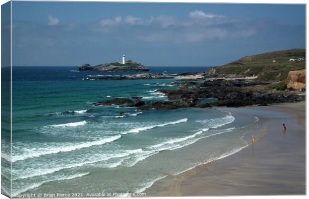 Hayle, Gwithian Beach and Godrevy Lighthouse Canvas Print by Brian Pierce