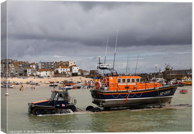 St Ives Lifeboat, Cornwall Canvas Print by Brian Pierce