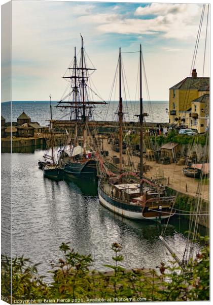 Sailing Ships, Charlestown Historic Harbour, Cornw Canvas Print by Brian Pierce