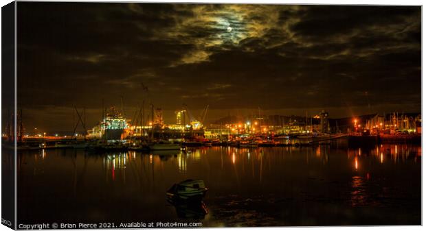 Falmouth Docks at Night Canvas Print by Brian Pierce