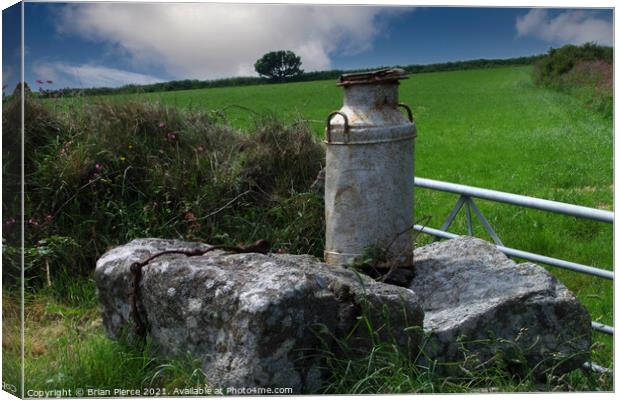 Milk Churn at the Farm Gate Canvas Print by Brian Pierce