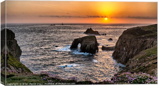 Sunset at Land's End, Cornwall  Canvas Print by Brian Pierce