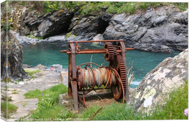 The Old Boat Winch, Prussia Cove,, Cornwall  Canvas Print by Brian Pierce