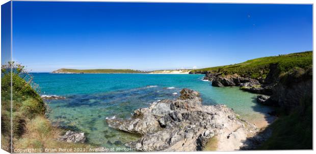 High Tide, Crantock and West Pentire, Cornwall Canvas Print by Brian Pierce