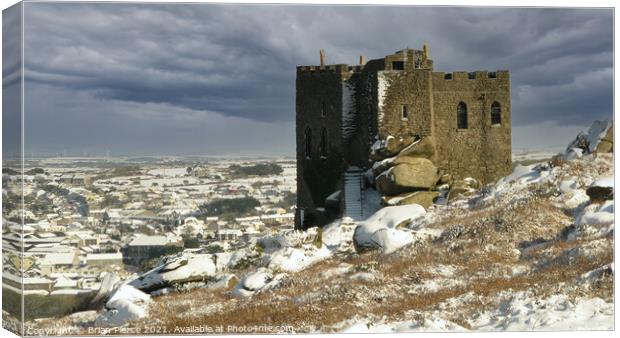 Carn Brea Castle in Winter Canvas Print by Brian Pierce