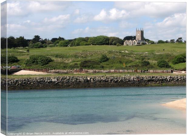 St Uny Church, Lelant and the Hayle River Canvas Print by Brian Pierce