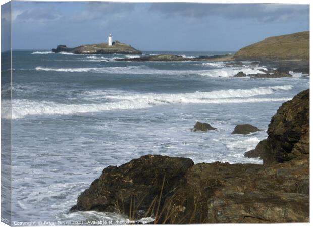 Godrevy Lighthouse, St Ives Bay, Cornwall Canvas Print by Brian Pierce