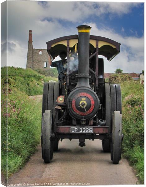 Traction Engine on the track at Higher Bal Mine Canvas Print by Brian Pierce