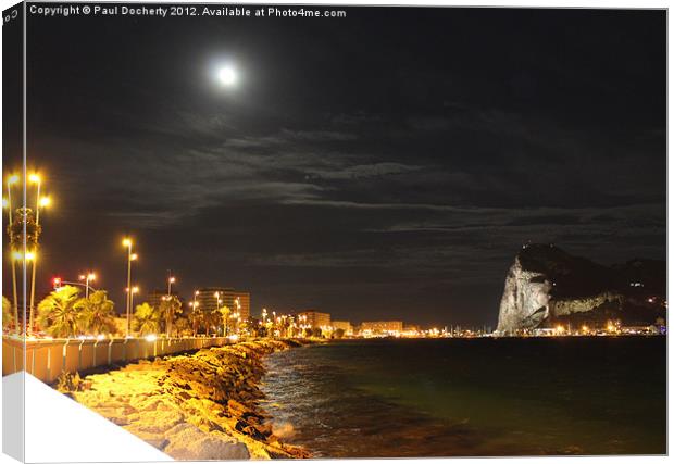 Full Moon Over Gibraltar Canvas Print by Paul Docherty