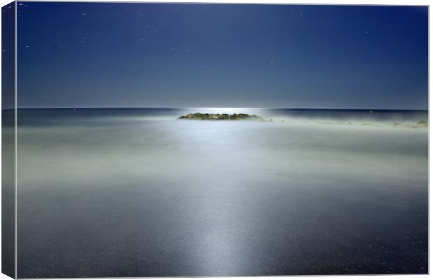 The rock island under de moonlight Canvas Print by Guido Montañes