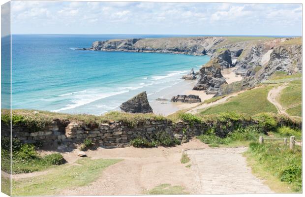 Bedruthan Steps, Cornwall Canvas Print by Graham Custance