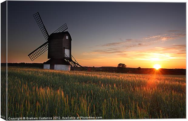 Pitstone Windmill Sunset Canvas Print by Graham Custance