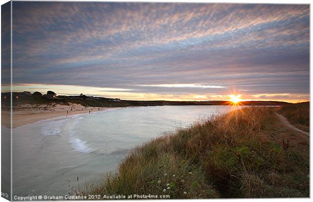 Harlyn Bay, Sunset, Cornwall Canvas Print by Graham Custance