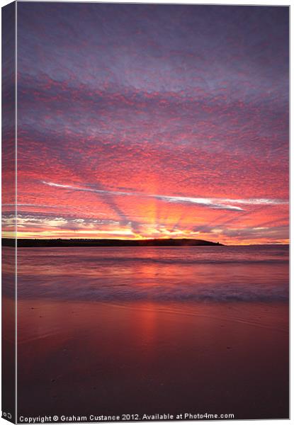 Harlyn Bay Sunset Canvas Print by Graham Custance