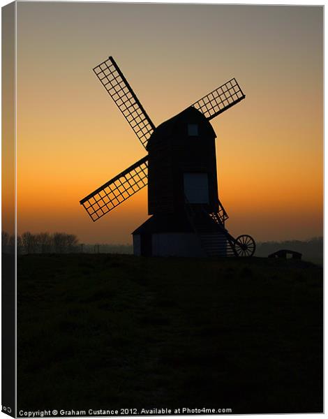 Windmill Silhouette Canvas Print by Graham Custance