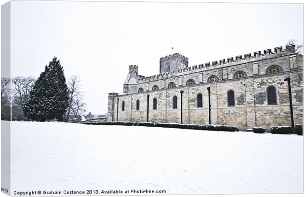 Priory Church in Winter Canvas Print by Graham Custance