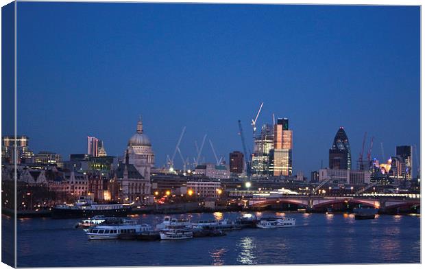 London Skyline at Night Canvas Print by Graham Custance