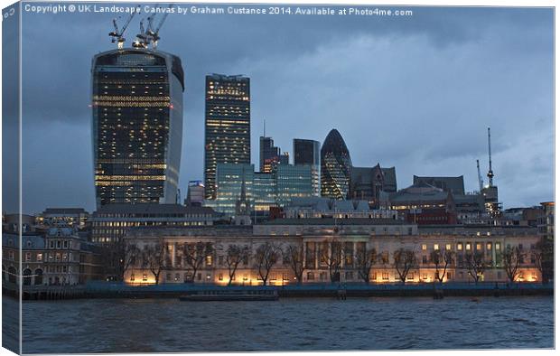 London Skyline at Night Canvas Print by Graham Custance