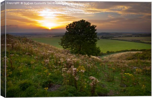 Dunstable Downs Sunset Canvas Print by Graham Custance