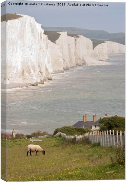 Seven Sisters & Fishermans Cottages Canvas Print by Graham Custance