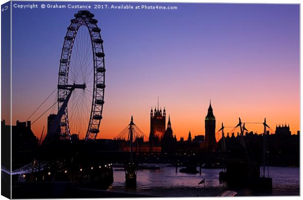 London Skyline at Sunset Canvas Print by Graham Custance