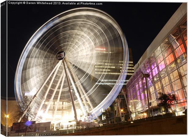 Nightime Manchester Big Wheel Canvas Print by Darren Whitehead