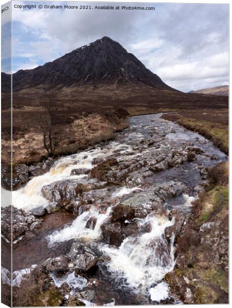 Buachaille Etive Mor and waterfall Canvas Print by Graham Moore