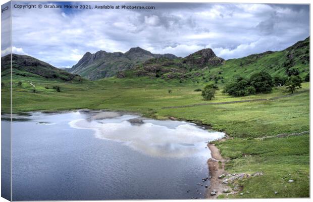 Blea Tarn the Langdale Pikes and Side Pike Canvas Print by Graham Moore