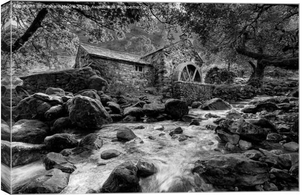 Borrowdale Mill hor monochrome Canvas Print by Graham Moore