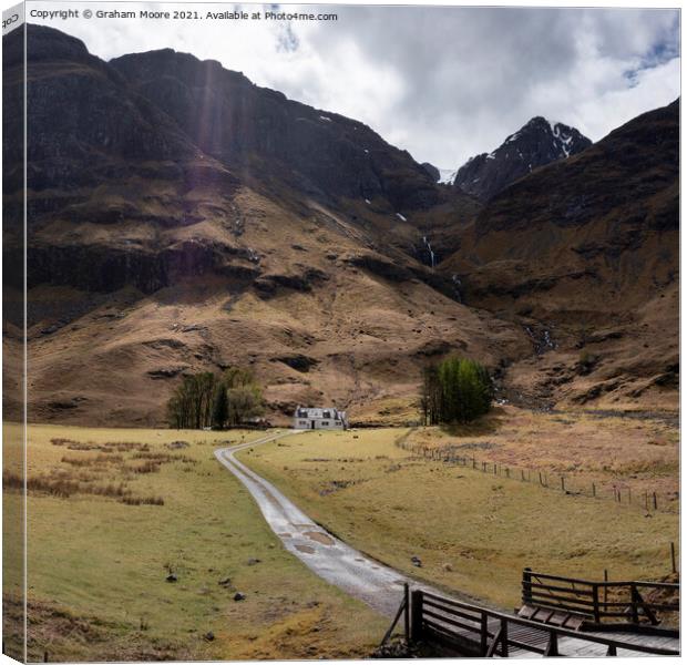 achnambeithach cottage glencoe Canvas Print by Graham Moore
