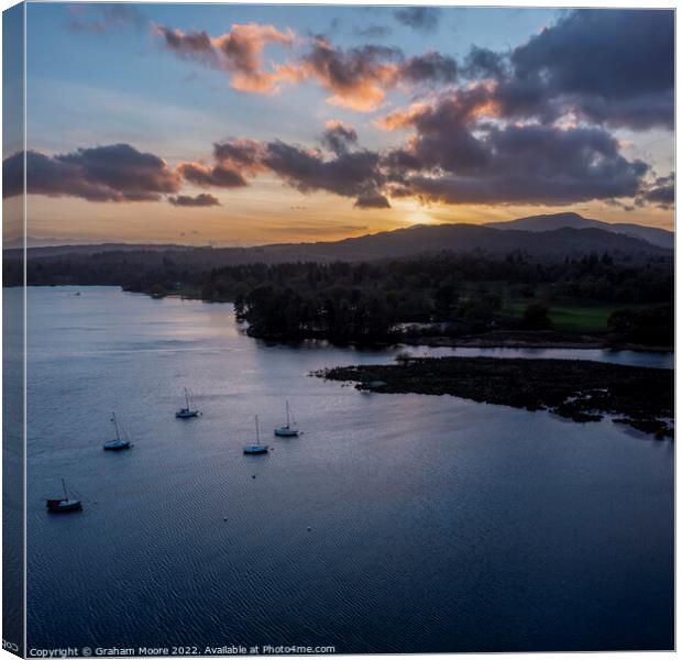 Windermere sunset square Canvas Print by Graham Moore