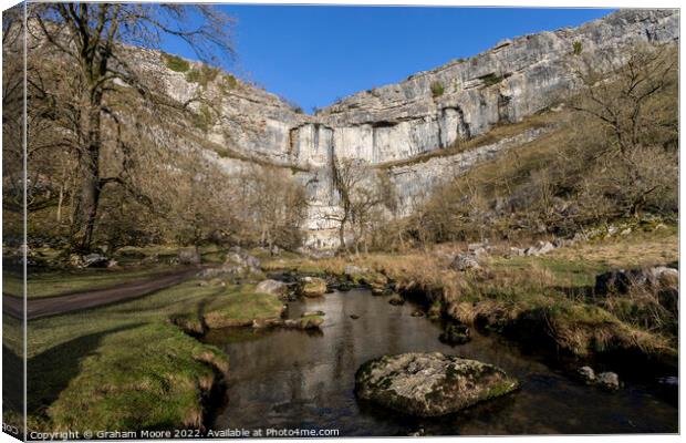Malham Cove and stream Canvas Print by Graham Moore