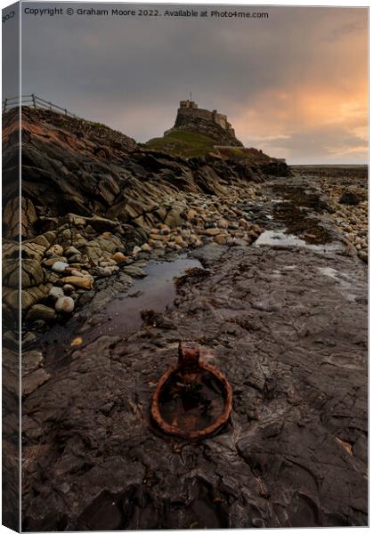 simulated sunrise at lindisfarne castle Canvas Print by Graham Moore