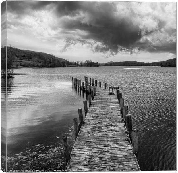 Coniston jetty monochrome Canvas Print by Graham Moore