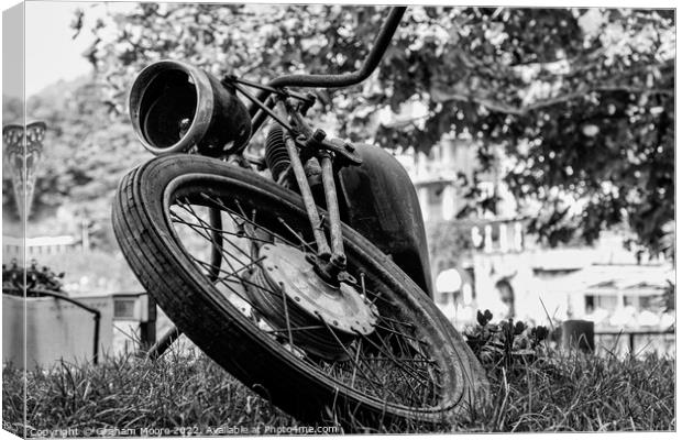 Abandoned motorcycle monochrome Canvas Print by Graham Moore