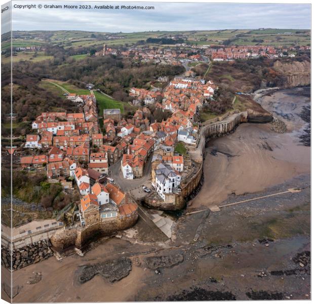 Robin Hoods Bay high view Canvas Print by Graham Moore
