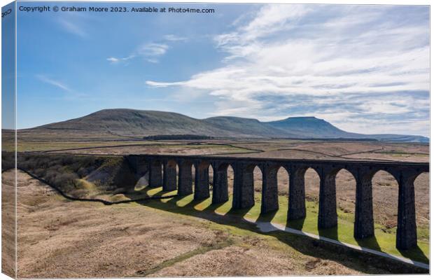 Ribblehead Viaduct and Ingleborough from the east Canvas Print by Graham Moore