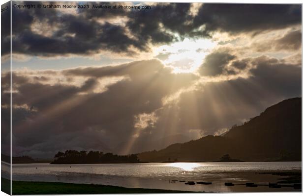 Loch Leven setting sun Canvas Print by Graham Moore