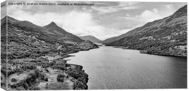 Loch Leven and the Pap of Glencoe monochrome Canvas Print by Graham Moore