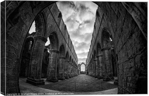 Fountains Abbey nave fisheye shot Canvas Print by Graham Moore