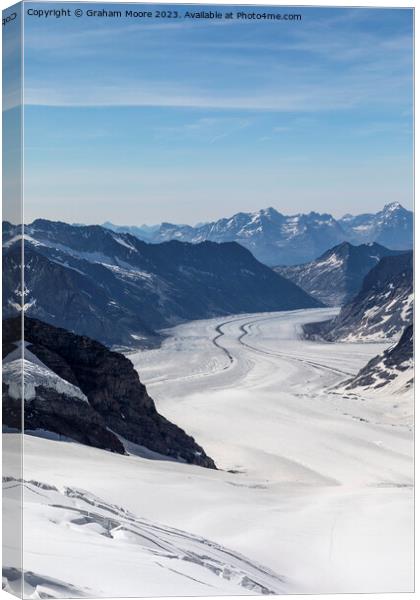 Aletsch Glacier from Junfraujoch vert Canvas Print by Graham Moore