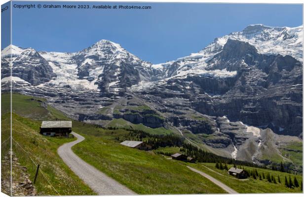 Monch Jungfrau and Jungfraujoch Canvas Print by Graham Moore