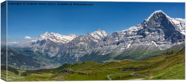 Eiger Schreckhorn and Wetterhorn Canvas Print by Graham Moore