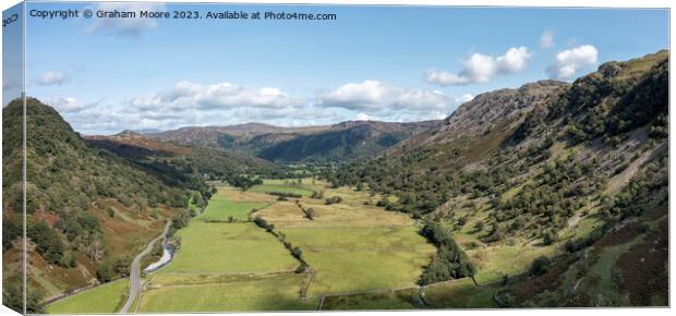 Seathwaite valley and the Borrowdale Fells Canvas Print by Graham Moore