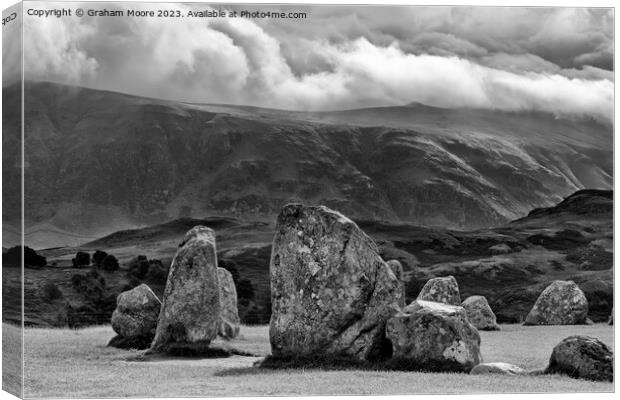Castlerigg looking east monochrome Canvas Print by Graham Moore